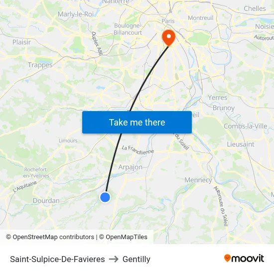 Saint-Sulpice-De-Favieres to Gentilly map