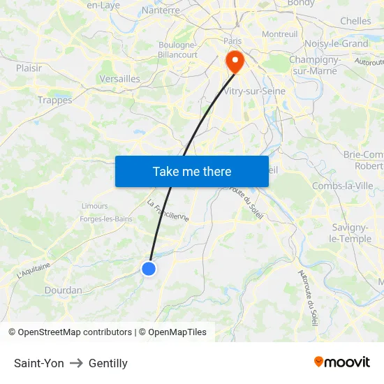 Saint-Yon to Gentilly map