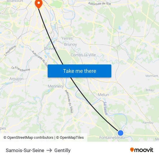 Samois-Sur-Seine to Gentilly map