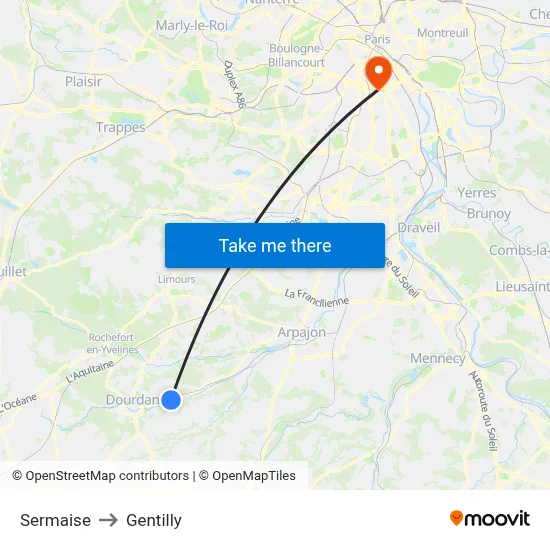 Sermaise to Gentilly map