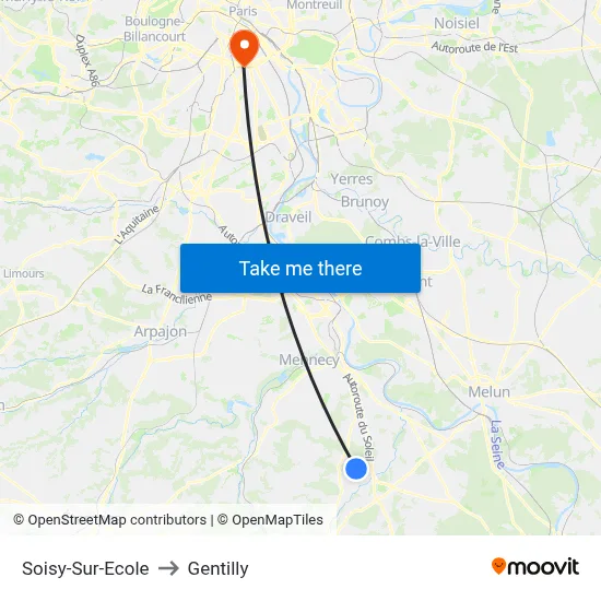 Soisy-Sur-Ecole to Gentilly map
