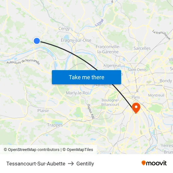 Tessancourt-Sur-Aubette to Gentilly map