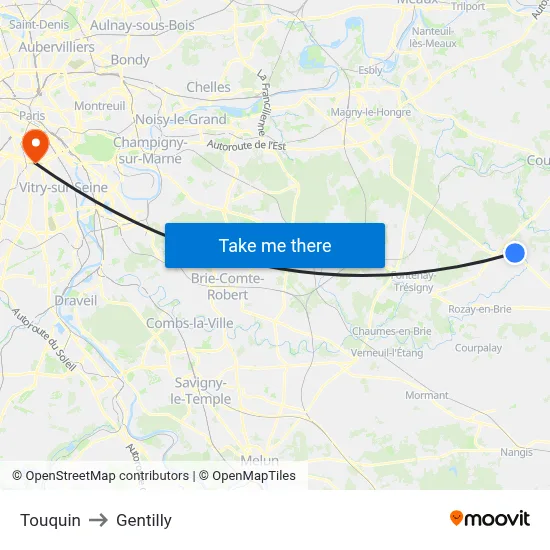 Touquin to Gentilly map