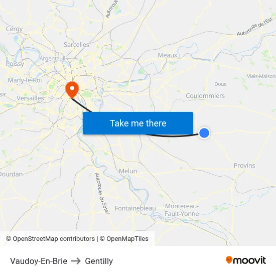 Vaudoy-En-Brie to Gentilly map