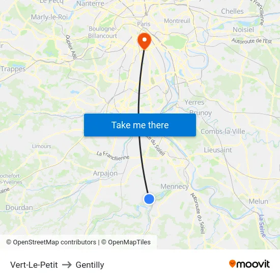 Vert-Le-Petit to Gentilly map