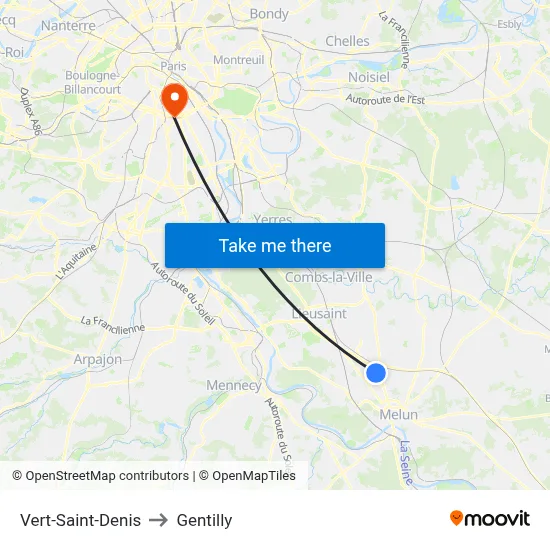 Vert-Saint-Denis to Gentilly map