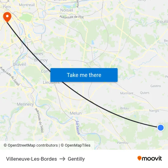 Villeneuve-Les-Bordes to Gentilly map