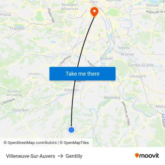 Villeneuve-Sur-Auvers to Gentilly map