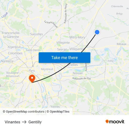 Vinantes to Gentilly map