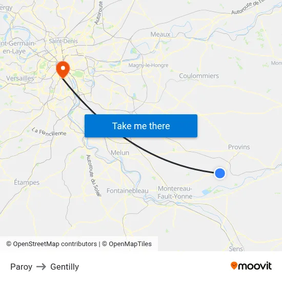 Paroy to Gentilly map