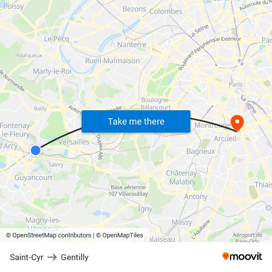Saint-Cyr to Gentilly map