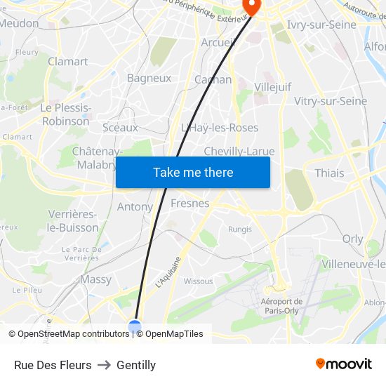 Rue Des Fleurs to Gentilly map