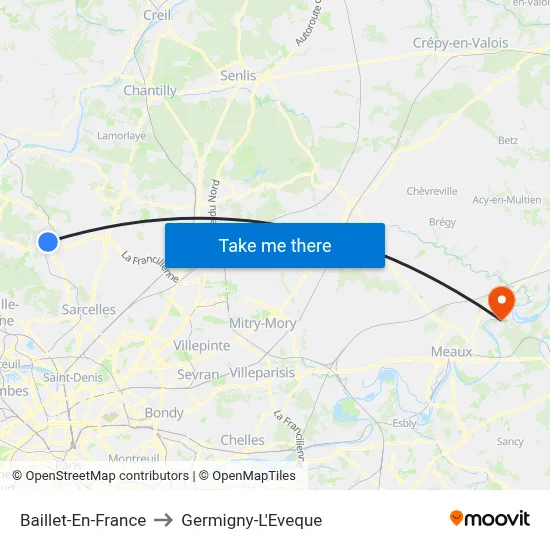 Baillet-En-France to Germigny-L'Eveque map