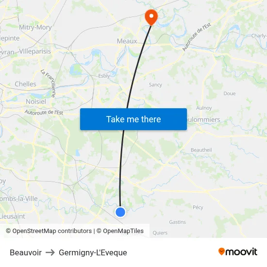 Beauvoir to Germigny-L'Eveque map