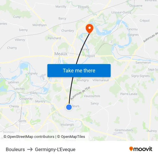 Bouleurs to Germigny-L'Eveque map