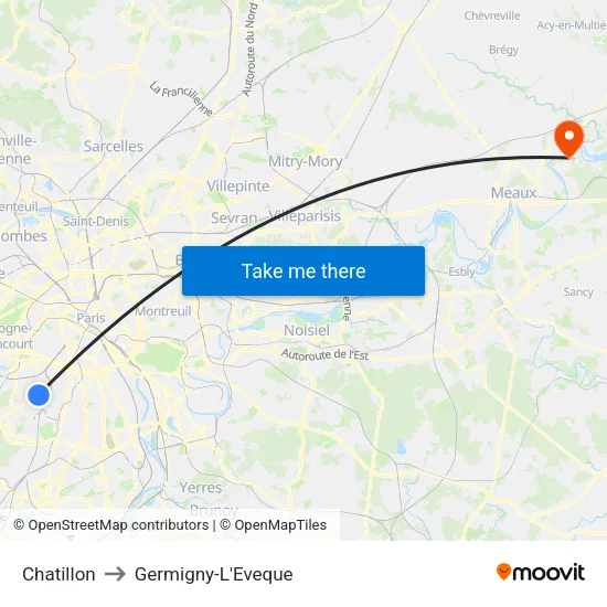 Chatillon to Germigny-L'Eveque map