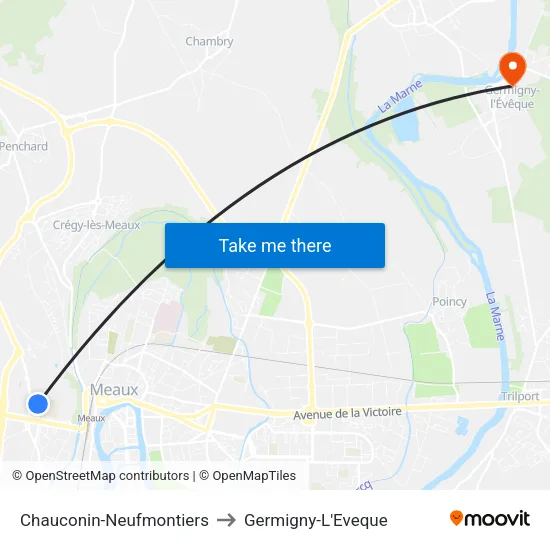 Chauconin-Neufmontiers to Germigny-L'Eveque map
