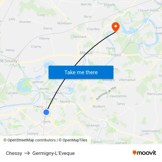 Chessy to Germigny-L'Eveque map