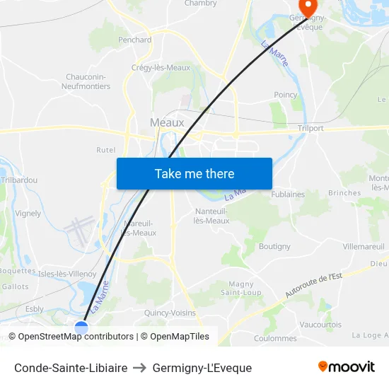 Conde-Sainte-Libiaire to Germigny-L'Eveque map