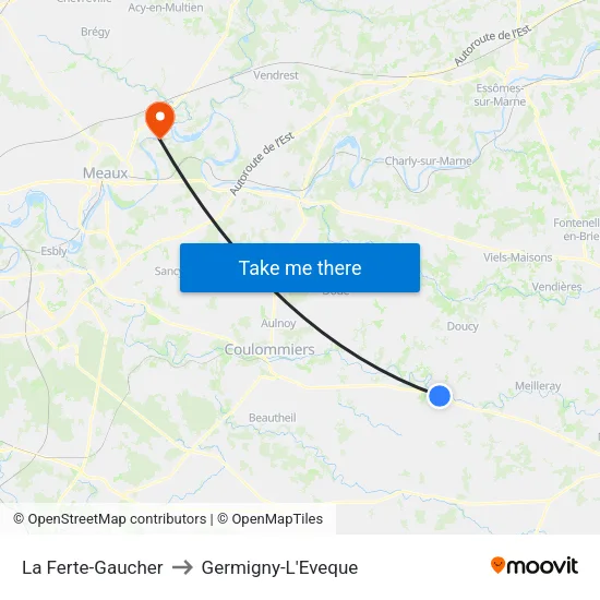 La Ferte-Gaucher to Germigny-L'Eveque map
