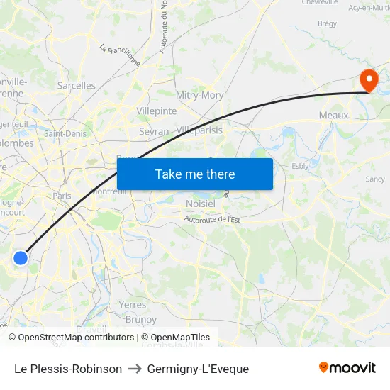 Le Plessis-Robinson to Germigny-L'Eveque map