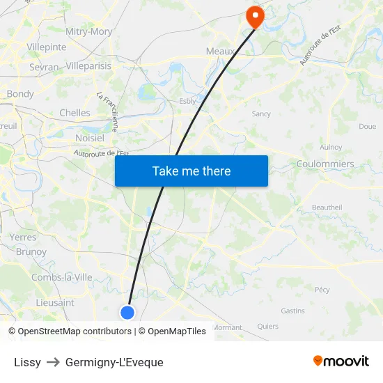 Lissy to Germigny-L'Eveque map