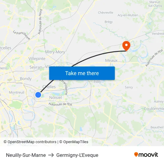 Neuilly-Sur-Marne to Germigny-L'Eveque map