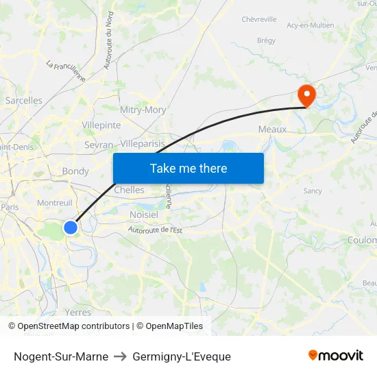 Nogent-Sur-Marne to Germigny-L'Eveque map