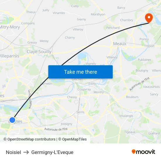 Noisiel to Germigny-L'Eveque map
