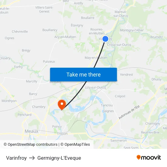 Varinfroy to Germigny-L'Eveque map