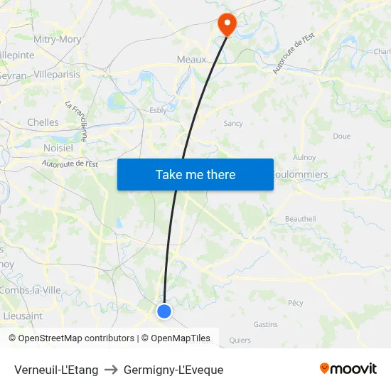 Verneuil-L'Etang to Germigny-L'Eveque map