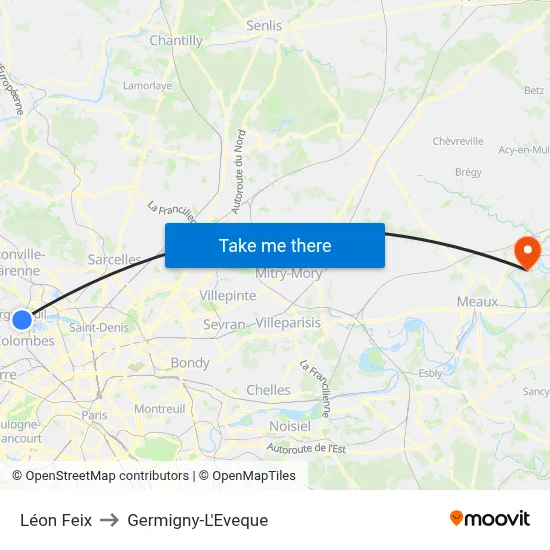 Léon Feix to Germigny-L'Eveque map