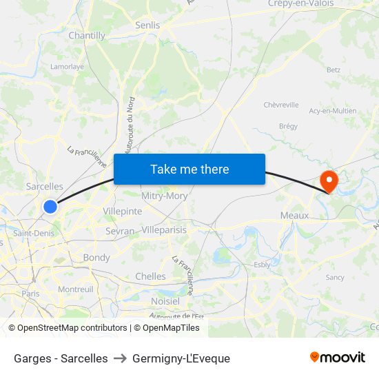 Garges - Sarcelles to Germigny-L'Eveque map