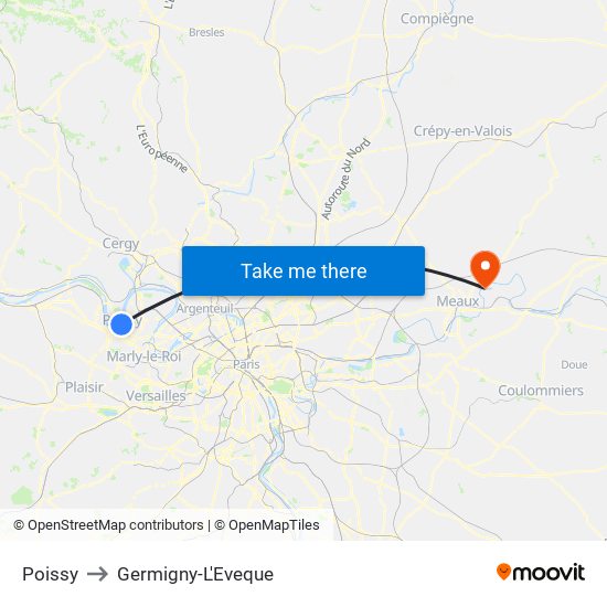 Poissy to Germigny-L'Eveque map