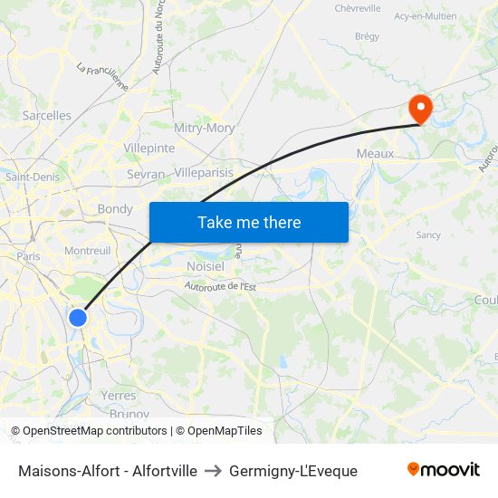 Maisons-Alfort - Alfortville to Germigny-L'Eveque map
