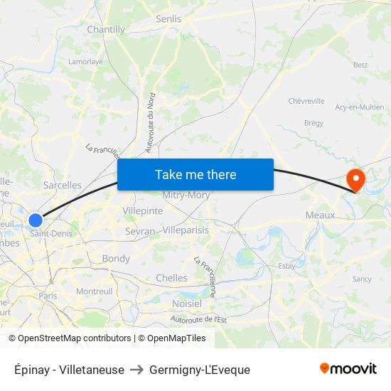 Épinay - Villetaneuse to Germigny-L'Eveque map