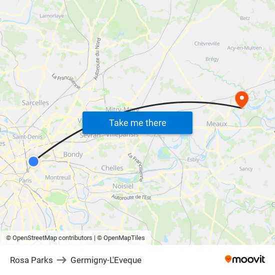 Rosa Parks to Germigny-L'Eveque map