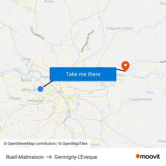 Rueil-Malmaison to Germigny-L'Eveque map