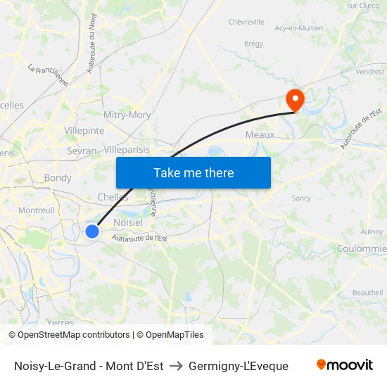 Noisy-Le-Grand - Mont D'Est to Germigny-L'Eveque map