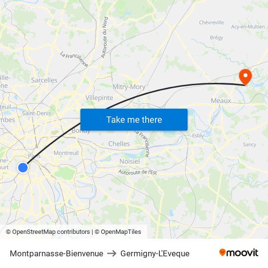 Montparnasse-Bienvenue to Germigny-L'Eveque map