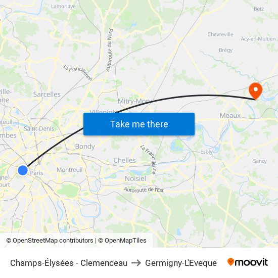 Champs-Élysées - Clemenceau to Germigny-L'Eveque map