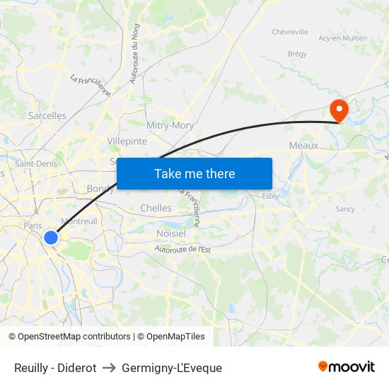 Reuilly - Diderot to Germigny-L'Eveque map