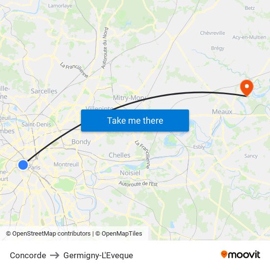 Concorde to Germigny-L'Eveque map