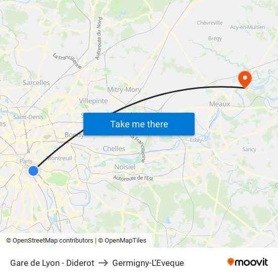 Gare de Lyon - Diderot to Germigny-L'Eveque map