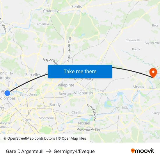 Gare D'Argenteuil to Germigny-L'Eveque map