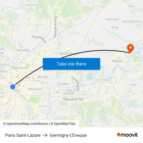 Paris Saint-Lazare to Germigny-L'Eveque map