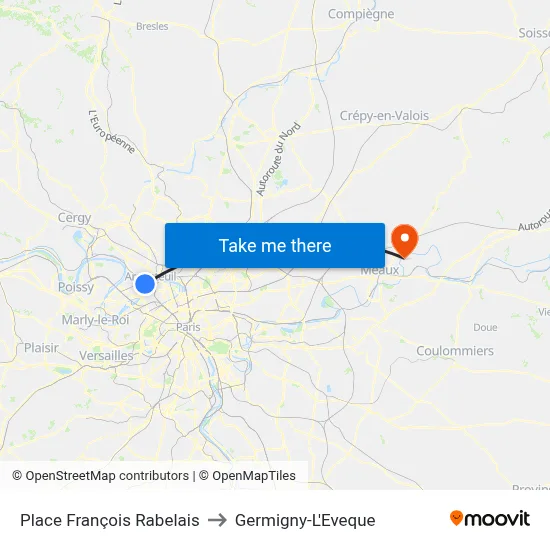 Place François Rabelais to Germigny-L'Eveque map