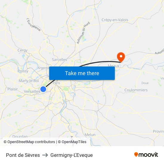 Pont de Sèvres to Germigny-L'Eveque map