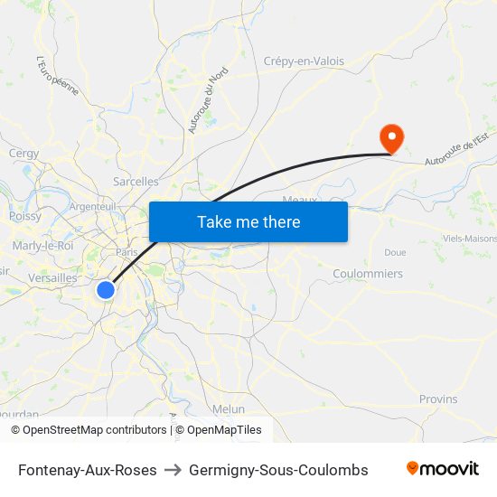 Fontenay-Aux-Roses to Germigny-Sous-Coulombs map