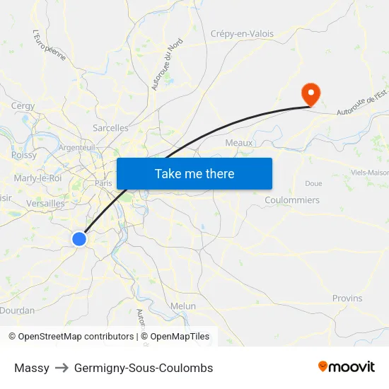 Massy to Germigny-Sous-Coulombs map